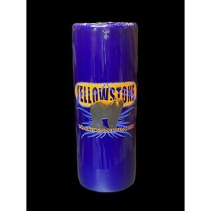 Yellowstone National Park Grizzley Bear Blue Glazed Ceramic Tall Shot Glass